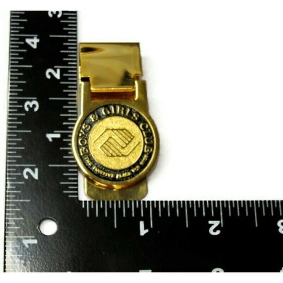 Boys & Girls Club Money Clip Gold Tone Cash Holder Used Flip Up - Picture 3 of 7